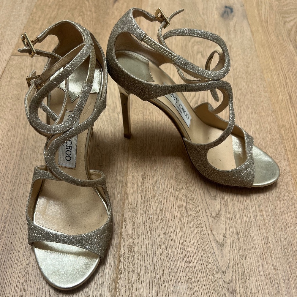Jimmy Choo Azia 95 Glitter Heels 36